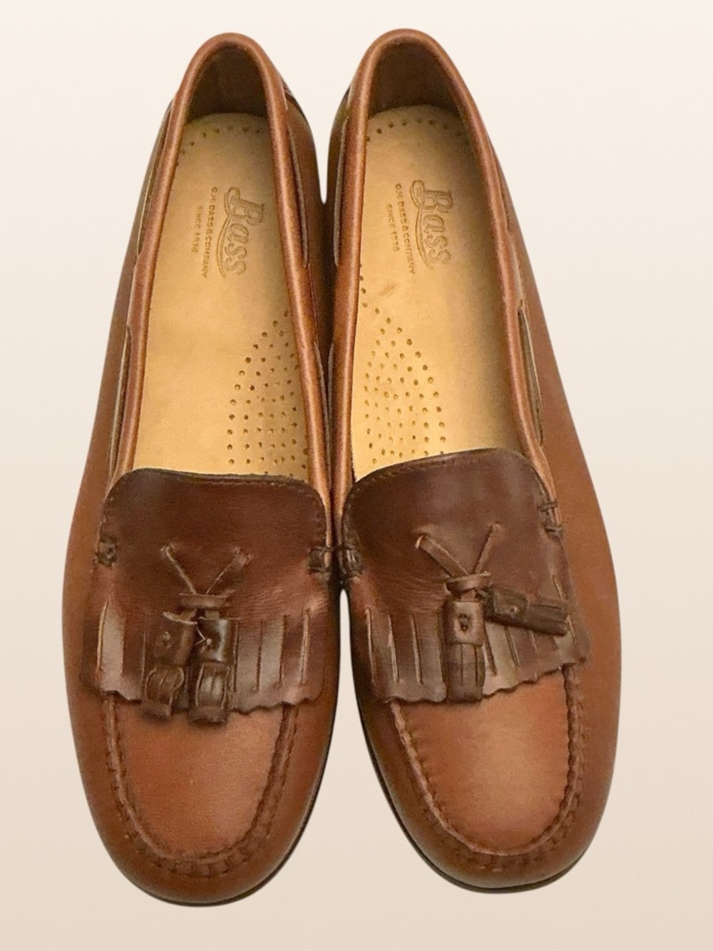 G.H. Bass Jackie Brown Leather Weejuns Loafer Kiltie Fringe Tassel Slip On Sz 9 - Picture 3 of 13